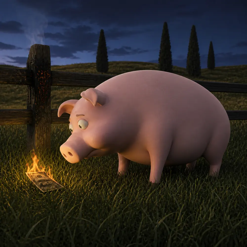 A note burning by the fence post